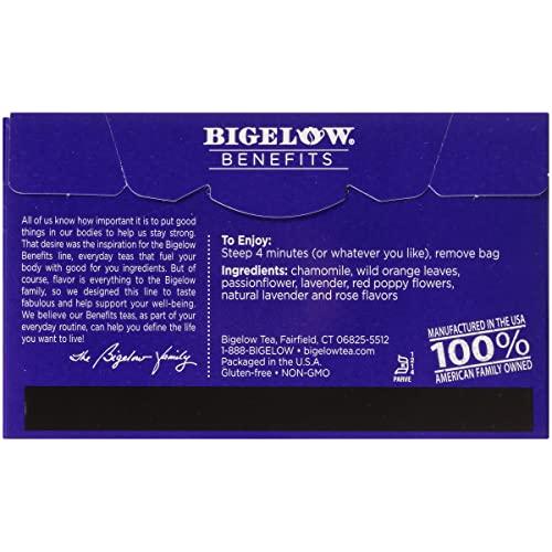 Bigelow Tea Bigelow Benefits Sleep Chamomile Lavender Herbal Tea, Caffeine Free, 18 Count (Pack of 6), 108 Total Tea Bags