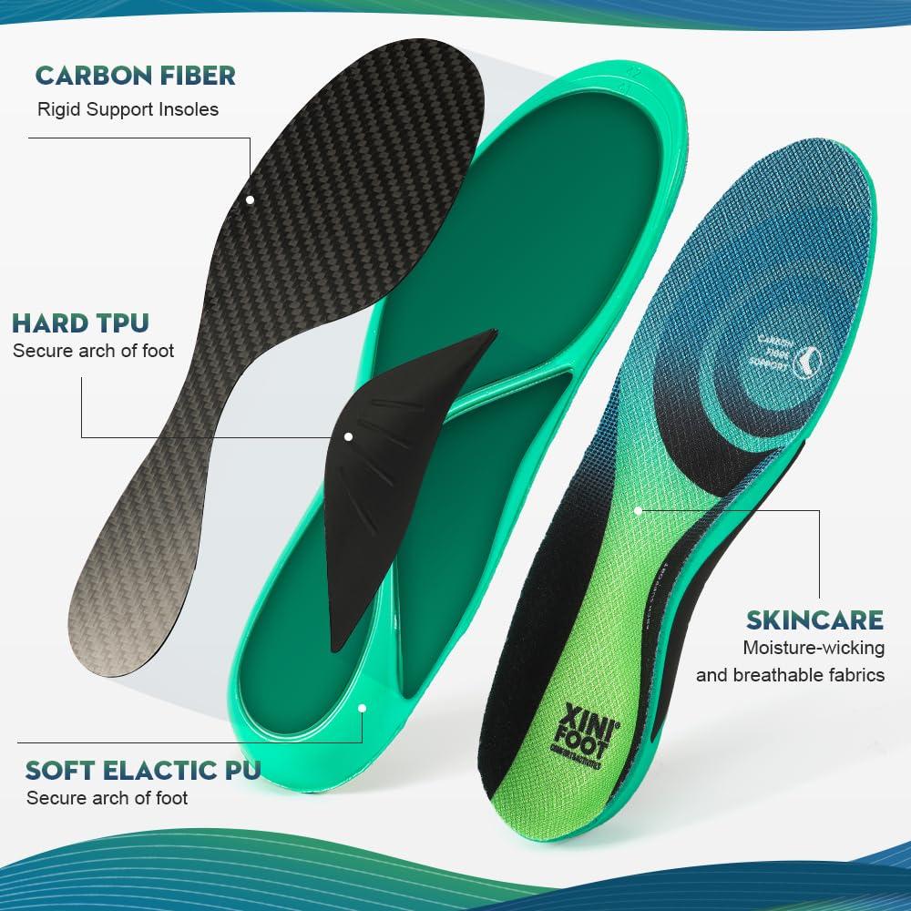 XINIFOOT XINIFOOT Performance Insoles Carbon Fiber Shock Absorbing Sport Shoe Insoles for Running, Basketball, Athletics Arch Support Insoles Inserts for Hiking Boots or Shoes