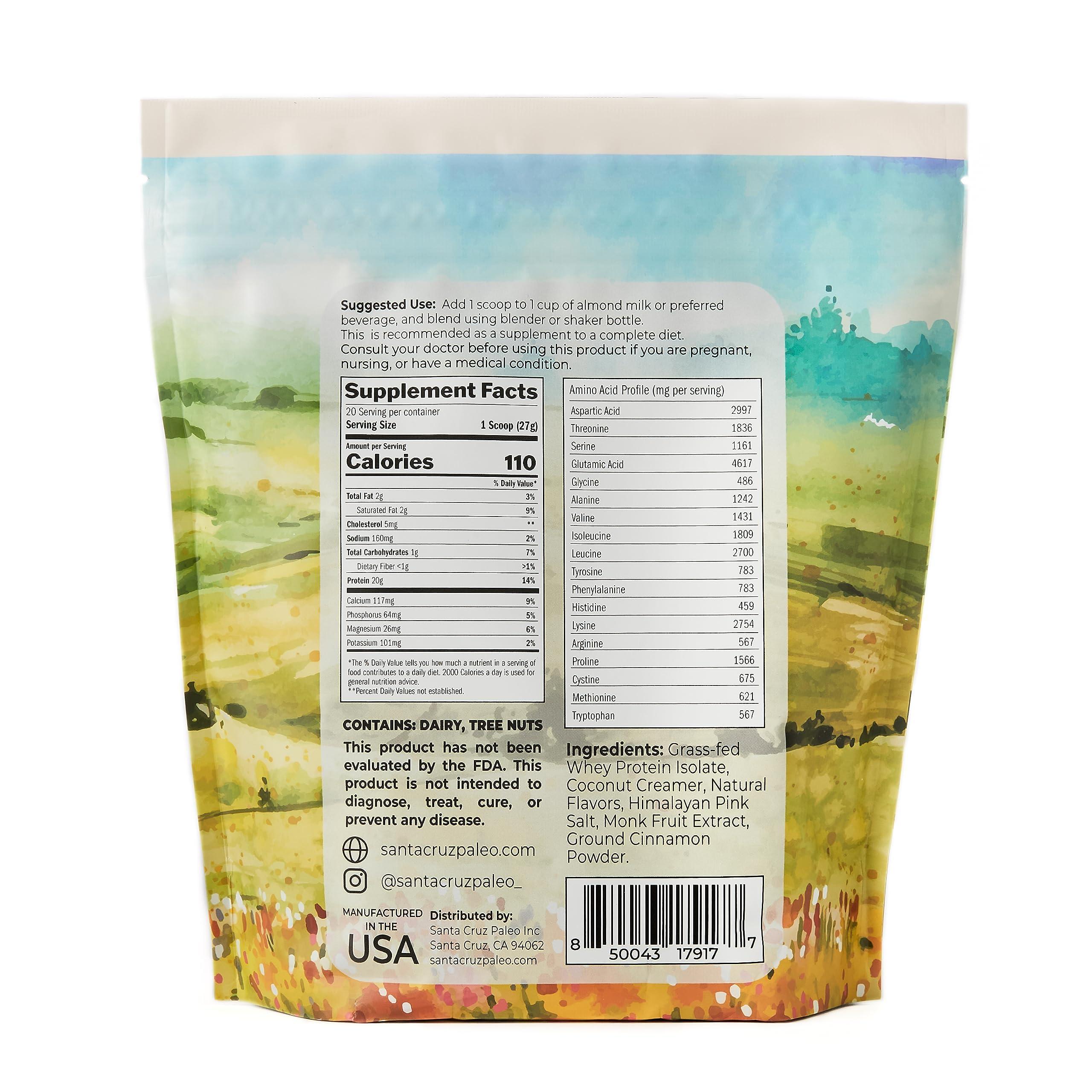 Santa Cruz Paleo Santa Cruz Paleo Whey Protein Powder, Vanilla, 20g Grass Fed Whey Protein Isolate Per Serving, Gluten Free, Keto, Sugar Free, Paleo, Natural, Post Workout Muscle Support, 20 Servings, 1.2lb Bag