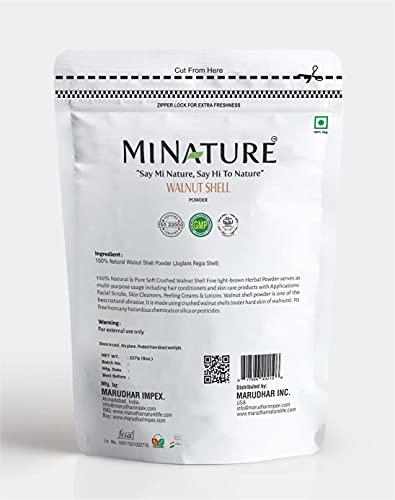 mi nature Natural Walnut Shell Powder with Resealable Zip Lock Pack, No Silica and Any Artificial Additives for Homemade Natural Scrub 227g, 1/2lbs, 8oz( packaging may vary )