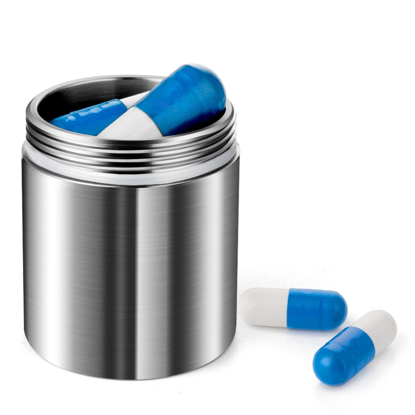 TISUR TISUR Pill Case Extension Compartments, Metal Titanium Pill Holder Pocket Small Pill Box Keychain Extra Extension,Pill Bottle Medicine Organizer Pill Container (1 Extension Compartment Without Cap)