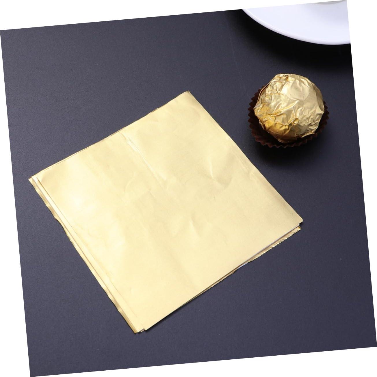 PartyKindom PartyKindom 600 Pcs 10 Truffle Cases Gold Sweets Sweet Wrappers Foil Coloured Foil for Chocolate for