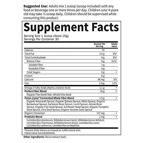 Garden of Life Garden of Life Super Seed - Vegetarian Whole Food Fiber Supplement with Protein and Omega 3, 1 Lb 5oz (600g) Powder