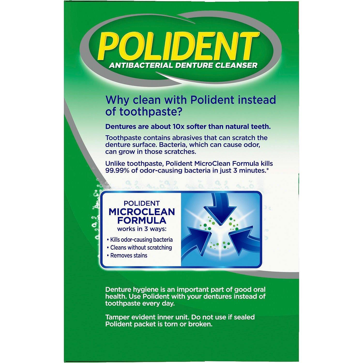 Polident Polident 3 Minute, Antibacterial Denture Cleanser 120 ea (Pack of 2)