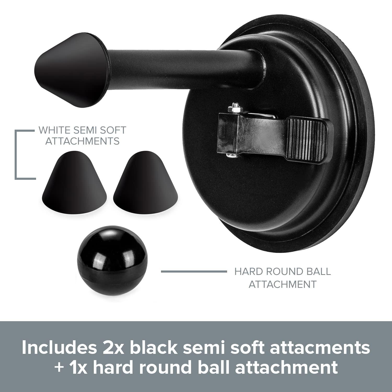 Primo Supply Wall Mounted Trigger Point Massager Tool - Mountable Pressure Point Massage Tool - Neck, Shoulder & Back Massage Stick with 3 Replaceable Heads for Acupressure Points - Manual Massage Tools for Home