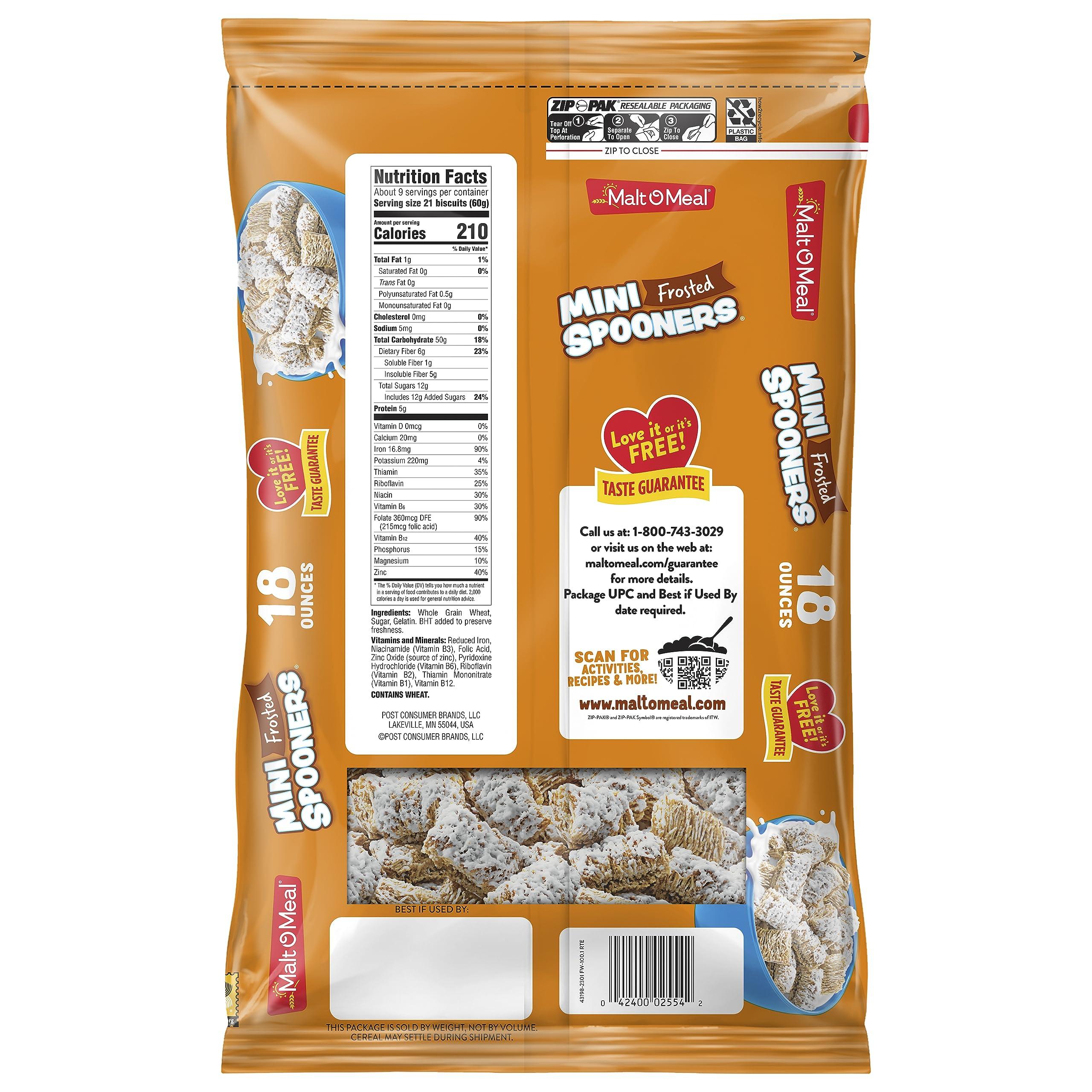 Malt-O-Meal Malt-O-Meal Frosted Mini Spooners Shredded Wheat Cereal, 18 OZ Bag (Pack of 2)