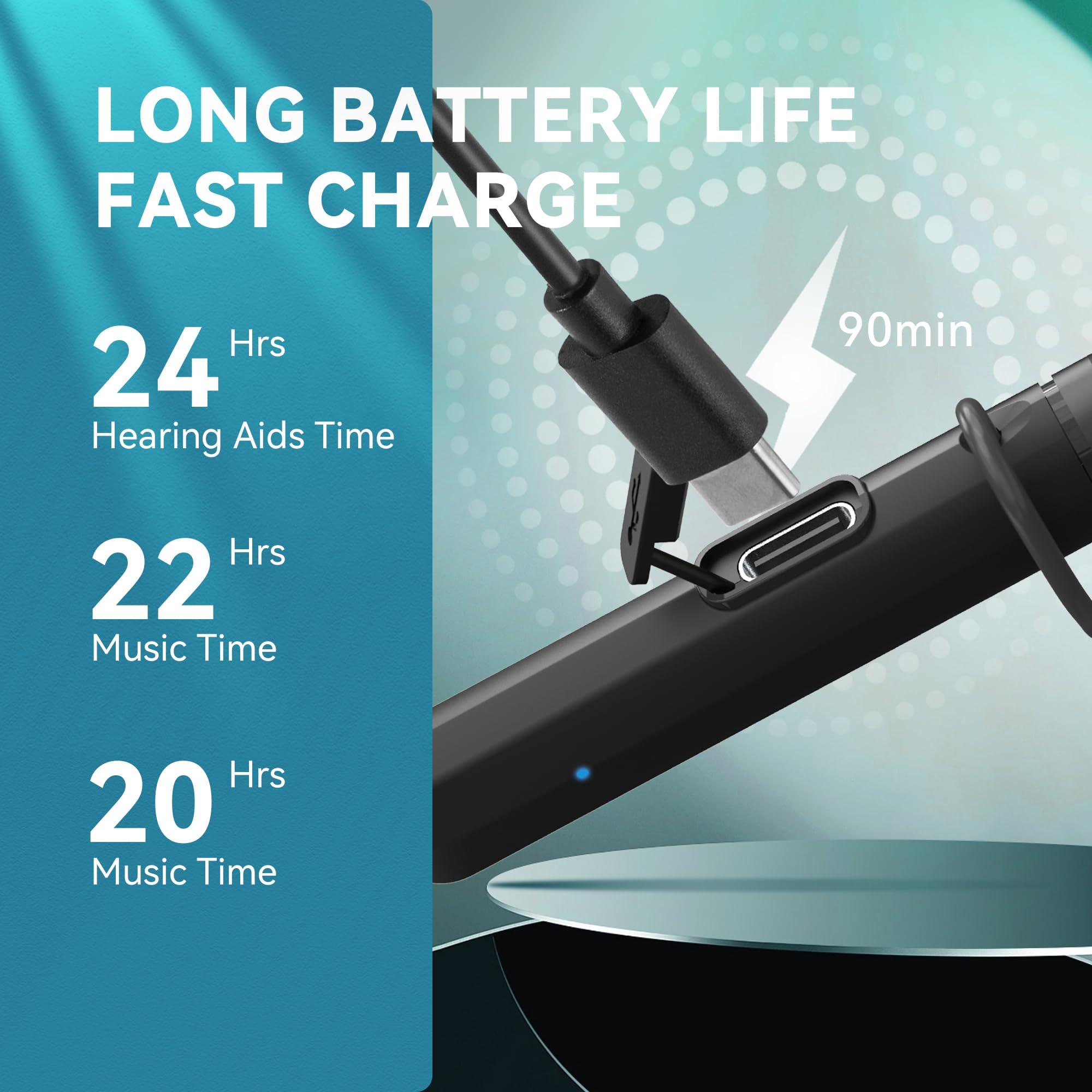 DiGGiNGSOUND DIGGINGSOUND Hearing Aids, Neckband Hearing Aids with Bluetooth, Hearing Aid Amplifier for Seniors with Noise Cancelling, One Charge Used for a Whole Day