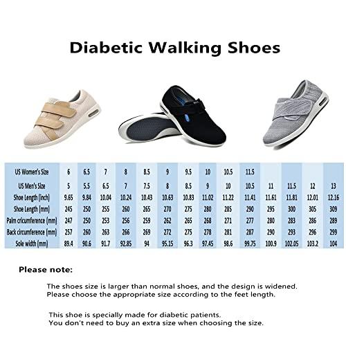 ZGDG ZGDG Women Diabetic Shoes Wide Width Edema Comfy Shoes with Adjustable Strap Lightweight Non-Slip Orthopedic Walking Shoes for Elderly Hammertoe Arthritis Bunions Swollen Feet Black Gray