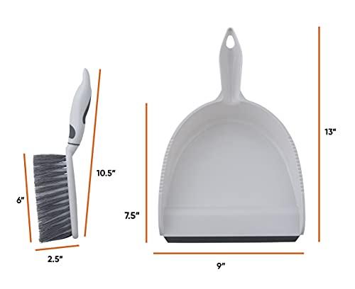 Superio Superio Brush and Dustpan Set, Rubber Edge for Easy Dirt Pickup, Durable Plastic Broom Set with Ergonomic Grip Handle, for Table, Countertop, Desk (1)