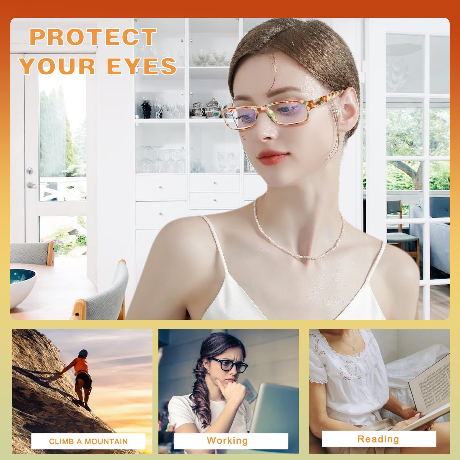 JOSCHOO JOSCHOO 6 Pack Reading Glasses for Women and Men Blue Light Blocking Spring Hinge Fashion Eyeglasses Readers for Women (Mix Color-7, 2.75)