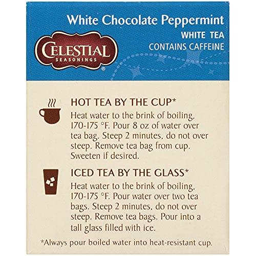 Celestial Seasonings Celestial Seasonings White Tea, White Chocolate Peppermint, Contains Caffeine, 20 Tea Bags (Pack of 6)