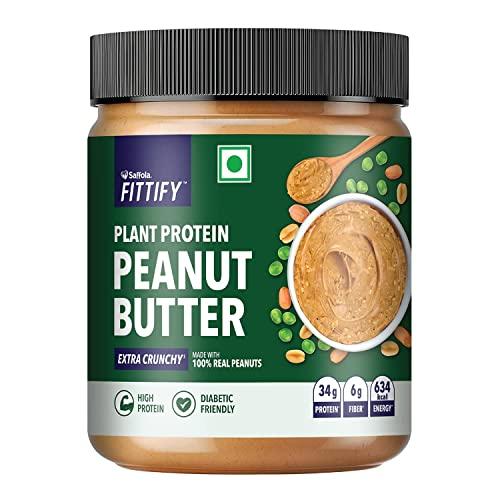 BBRATS BBRATS Saffola Fittify Plant Protein Peanut Butter | Extra Crunchy | High Protein | No Added Sugar | Control Diabetes | Keto Diet | 100% Real Peanuts | 200g