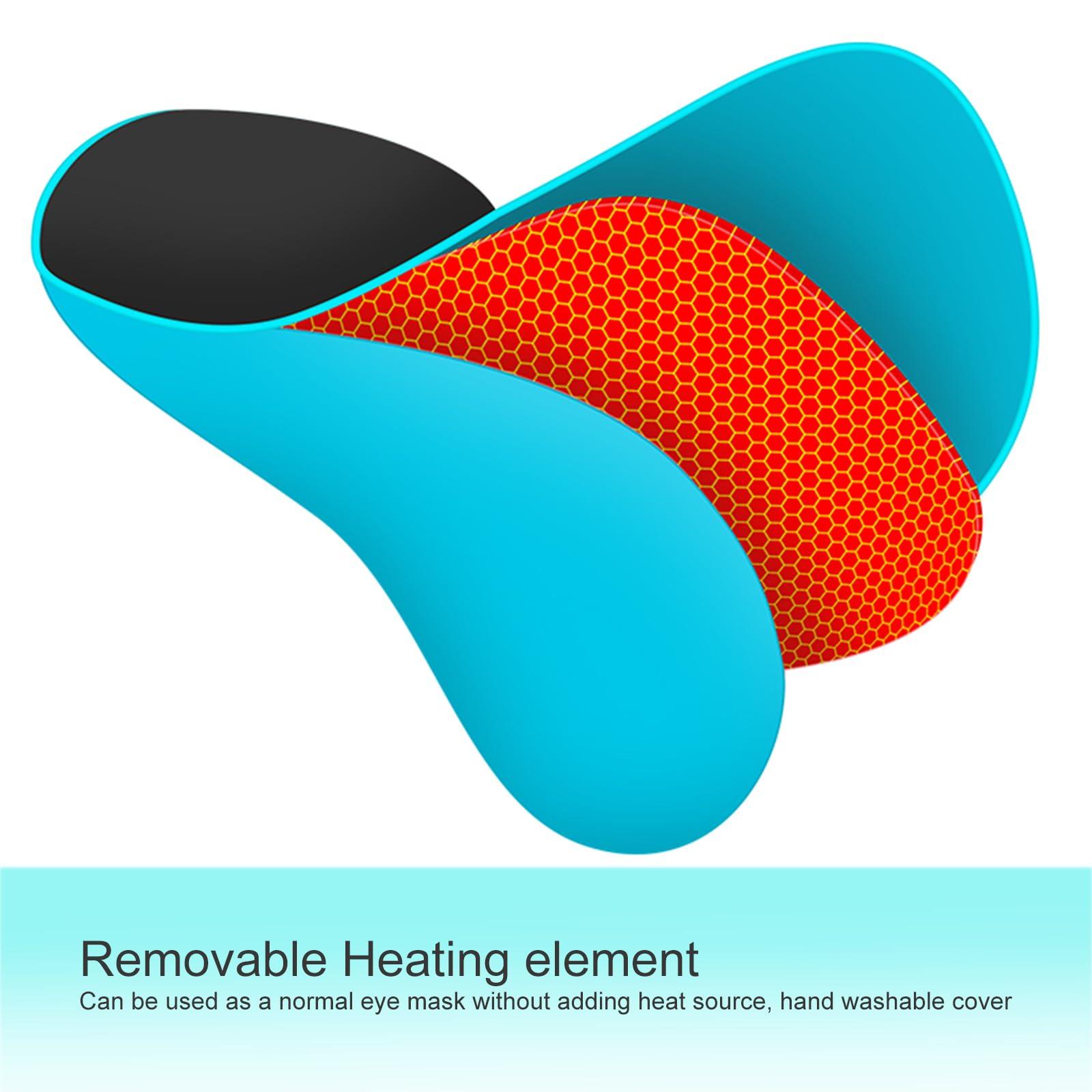 Smartmak Real Silk Heated Eye Mask, Reusable USB Electric Soft Sleeping Mask with Temperature and Time Control, Comfortable Heating Steam Blindfold for Eyes Relax - Peacock Blue