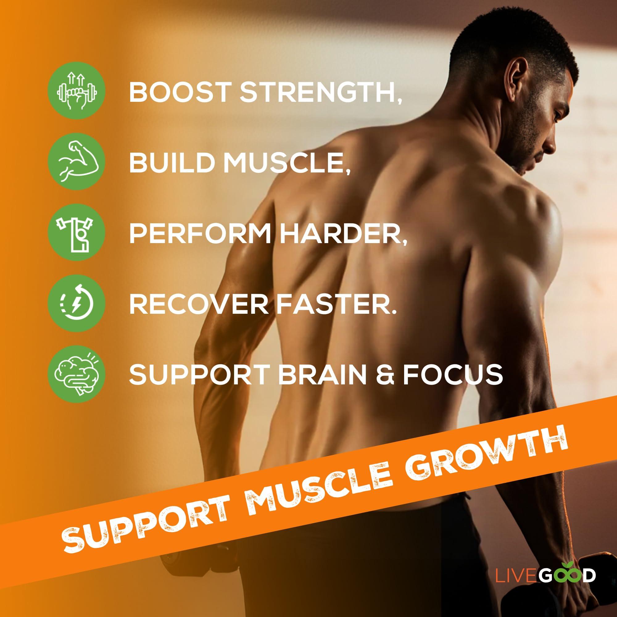 LIVEGOOD LIVEGOOD Creatine Plus HMB Supplement, 3g HMB for Muscle Strength & Recovery, 8.5oz.