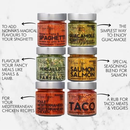A Spice Affair A Spice Affair's Pro Kit 12-Pack Spice Set — Spices and Seasonings Sets — Taco, Royal Steak, Bagel, Salmon, Mediterranean, Spaghetti Seasoning Spice Blends