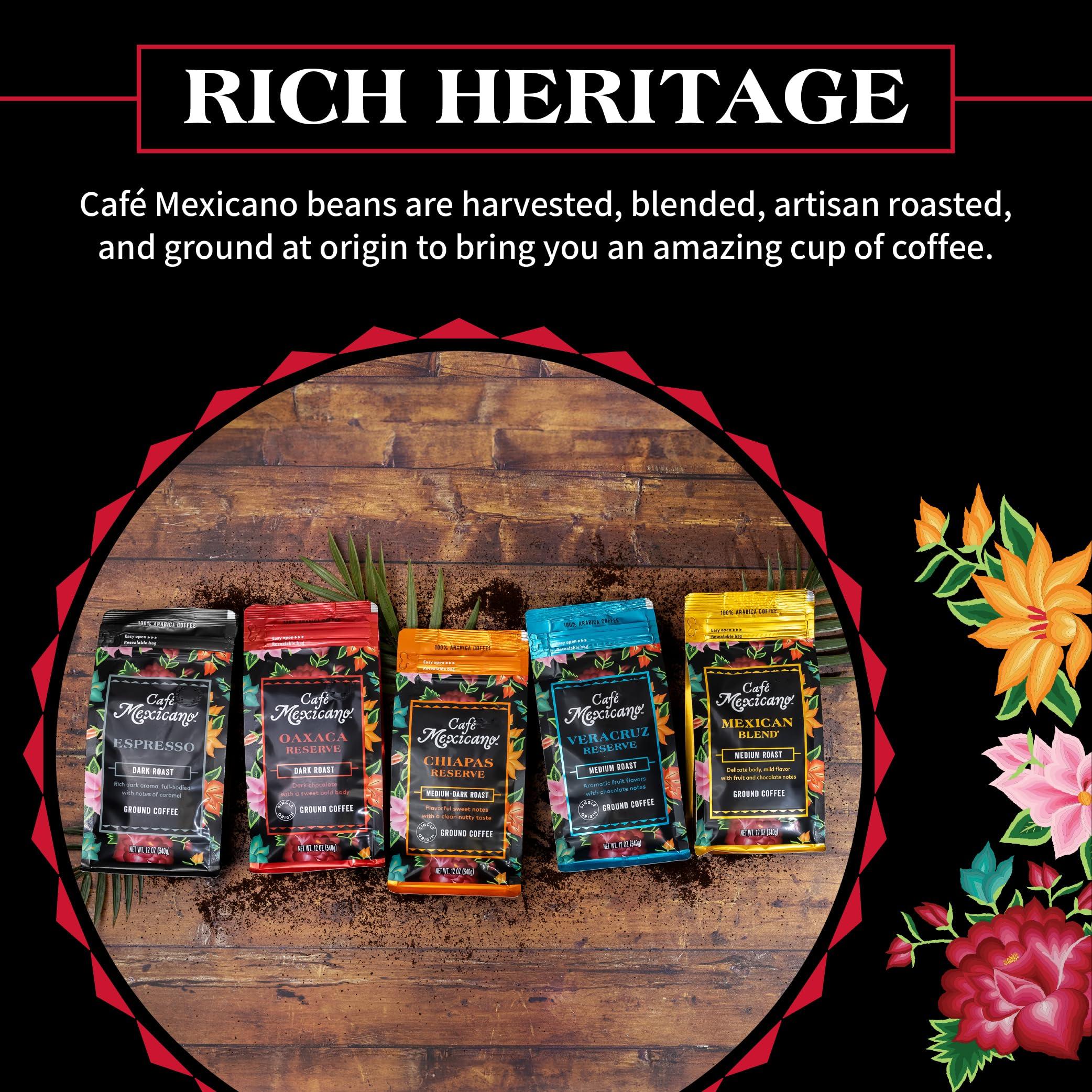 Caf Mexicano Caf Mexicano - Oaxaca Reserve Ground Coffee - Specialty Arabica Coffee Sourced from Mexico - 12 oz. Bag