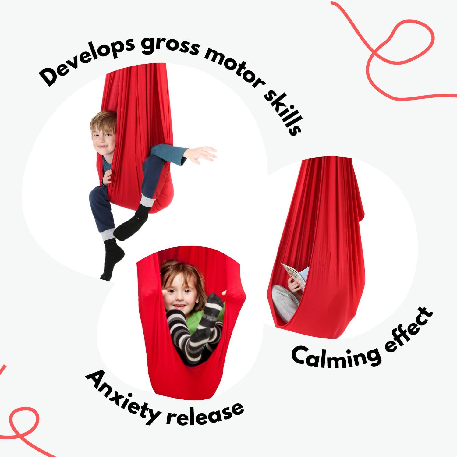 DreamGYM DreamGYM Doorway Sensory Swing - Red Therapy Compression Swing - 95% Cotton