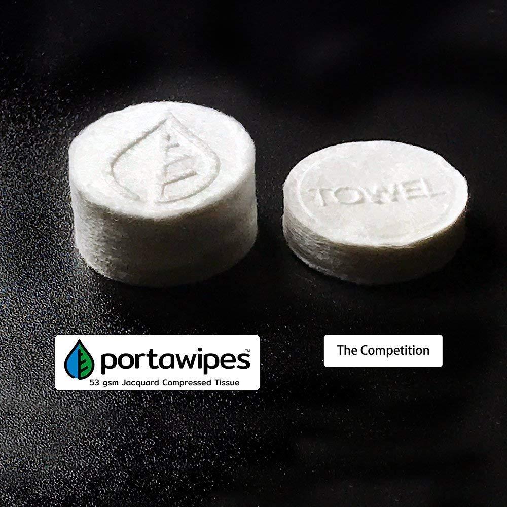 Portawipes Portawipes Coin Tissues | 50 Pack with 5 Carrying Cases | Toilet Paper Tablets | Compressed Towels | Expandable Wipes | Soft & Odor Free