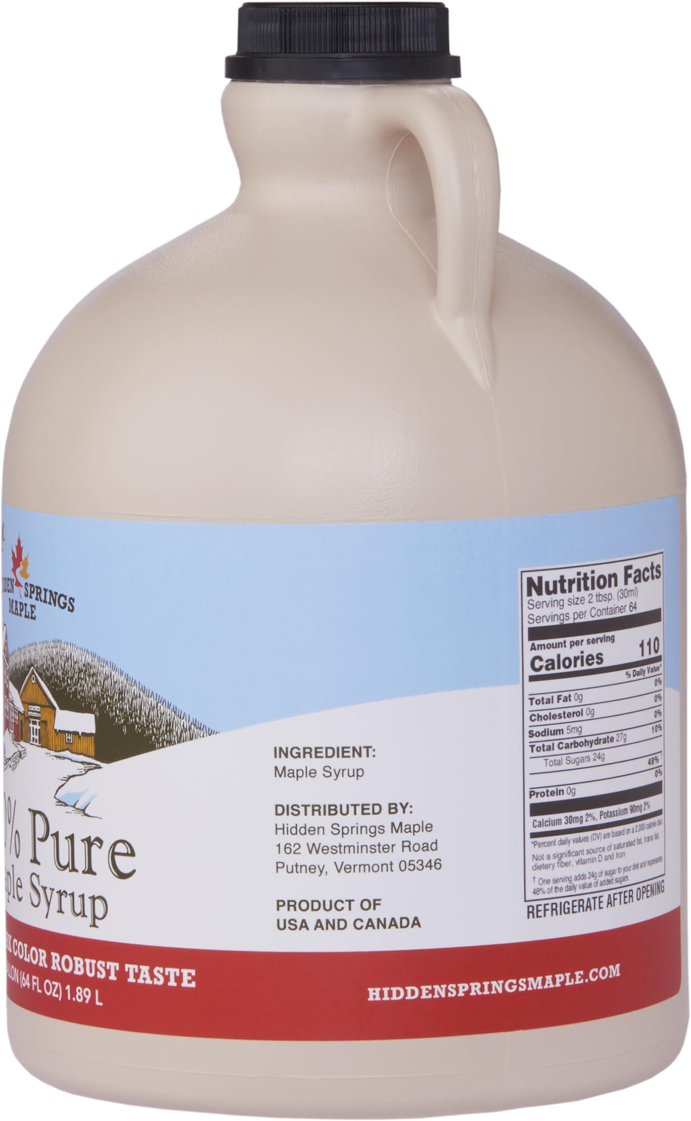 HIDDEN SPRINGS MAPLE Hidden Springs Maple Dark Half Gallon 100% Pure Maple Syrup USA/CAN, BPA-free Jug