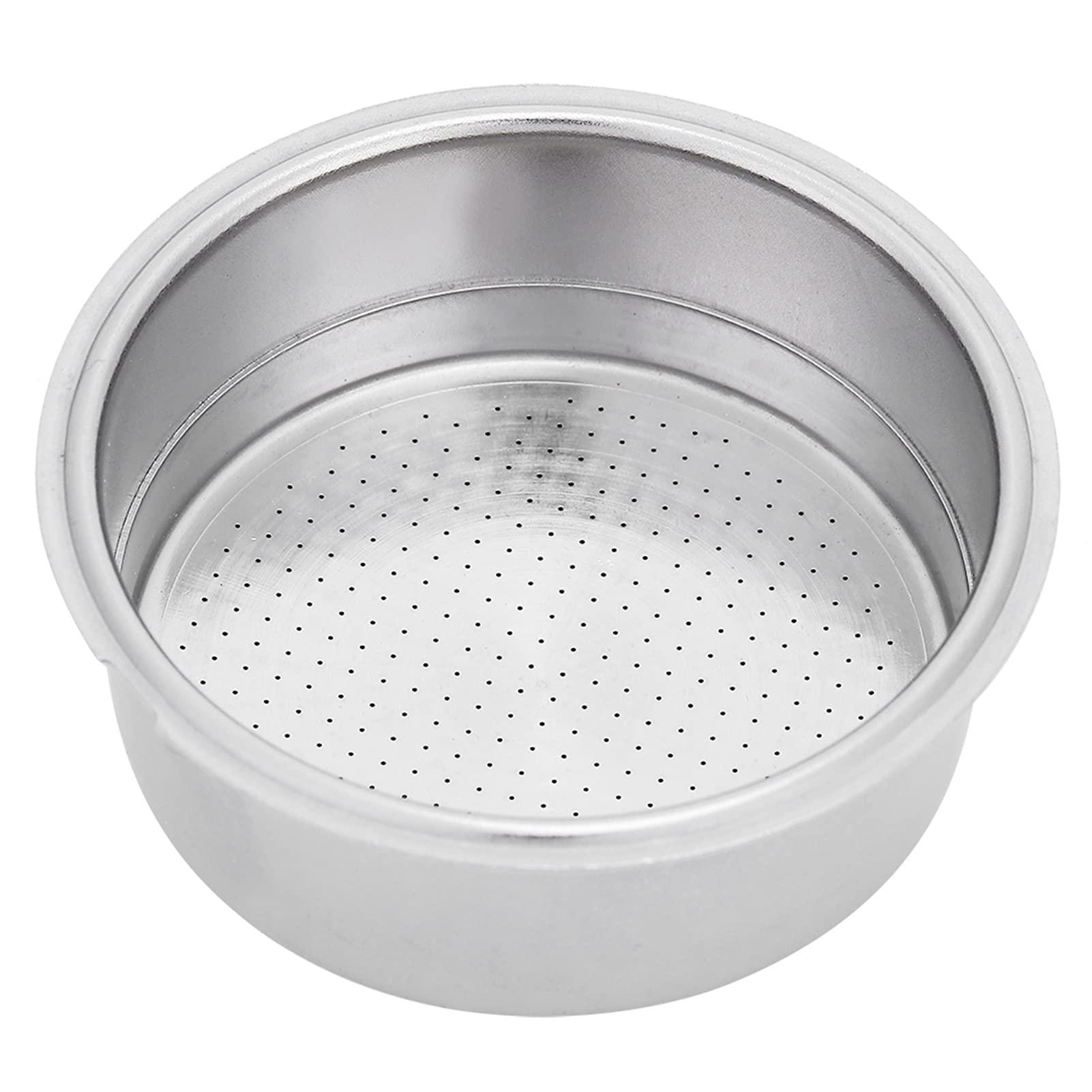 Headerbs Coffee Filter Basket, 51mm Portafilter Basket Double Layer Stainless Steel Pressurized Espresso Maker Filter Accessories, Silver (double serving)