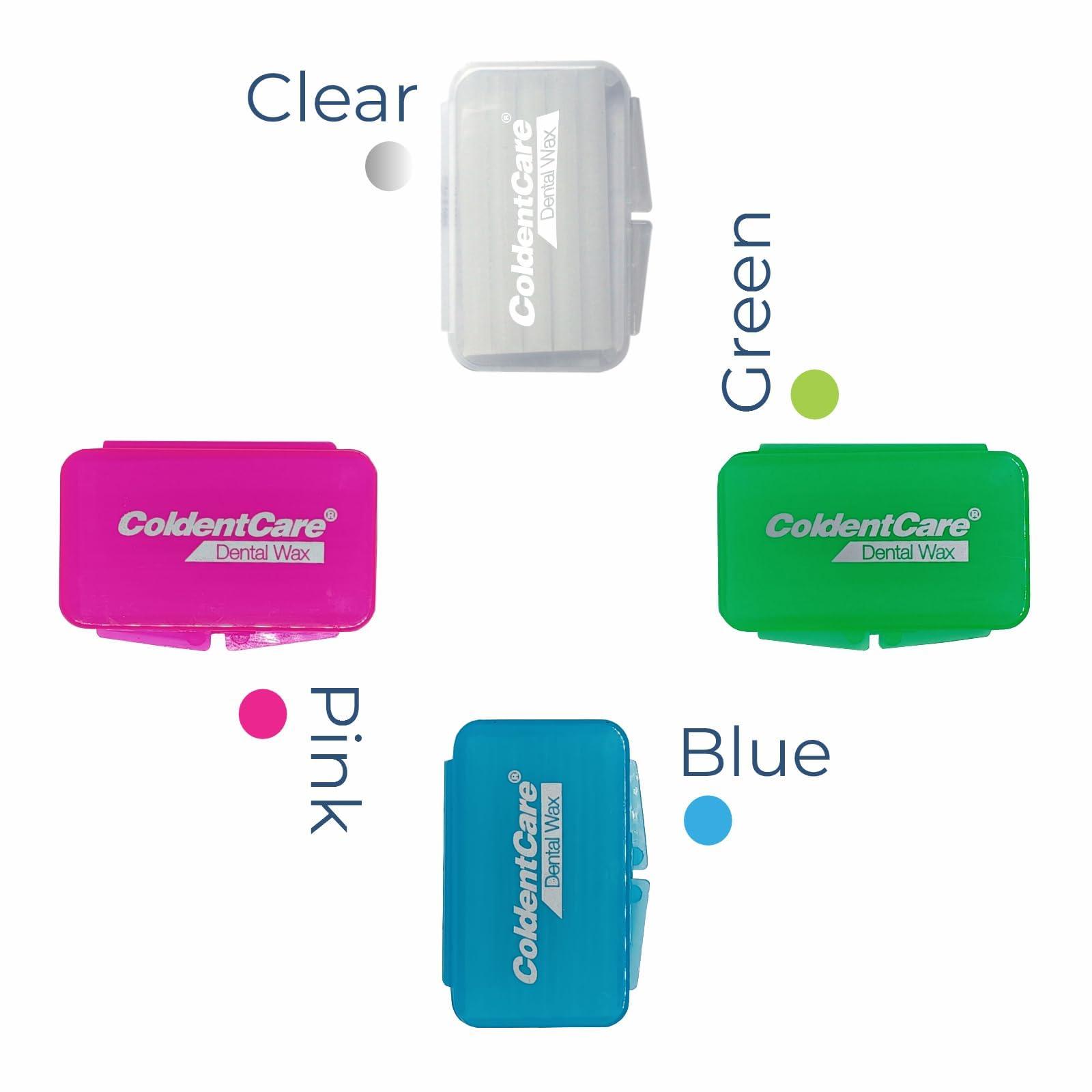 ColdentCare Orthodontic Braces Wax, 60 premium wax strips ColdentCare - Dental Wax for Braces and Aligners Wax Strips, Multicolor cases, 12 Pack with storage case, Light Mint Scent.