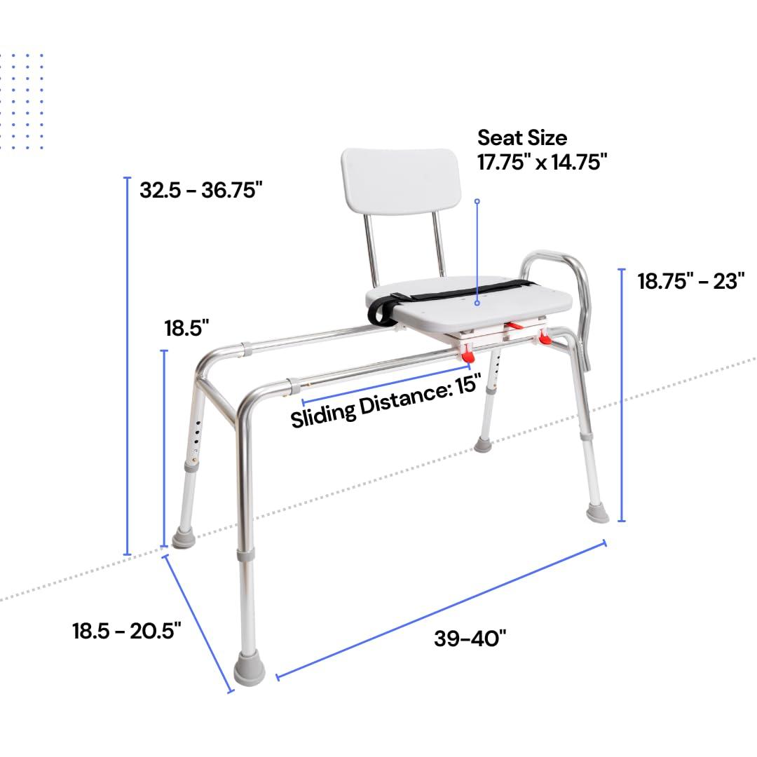 Eagle Health Supplies Eagle Health Supplies Swivel Sliding Shower Chair & Tub Transfer Bench, Weight Capacity 400 LBs, for Safety Shower, for Elderly & Disabled (77662)