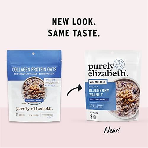 purely elizabeth Purely Elizabeth, Blueberry Walnut, Superfood Oatmeal Pouch 8oz (8oz Bag), Collagen, Gluten-Free, Organic Oats
