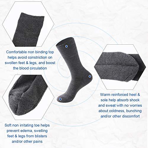 Forcool Forcool Merino Wool Crew Diabetic Men Women Non Binding Wide Loose Top Cushioned Sole Diabetic Dress Socks, Large 3 Pairs Dark Gray