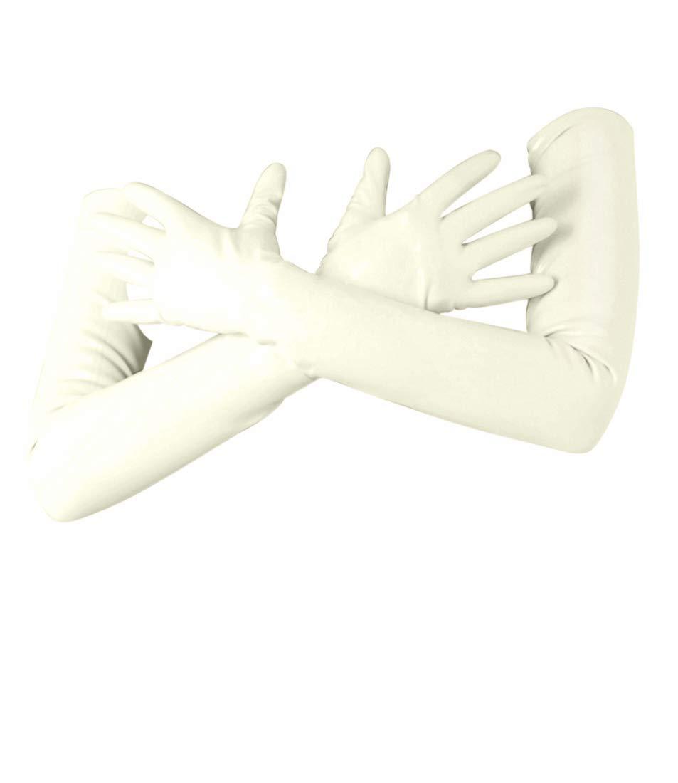 Latexa Premium Latex Long Gloves (Opera Length) Fetish - White (Large - Washed & Shined)