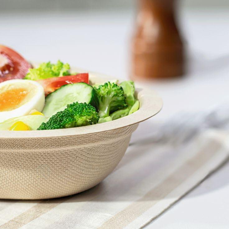 Plant Plate Plant Plate Compostable Paper Bowls - Heavy Duty, Eco Friendly Disposable Plates Made with Sugarcane Bagasse. Strong, Durable and Microwave Safe - (18 oz bowl, 150 Pack, Bulk) (150, 18oz)