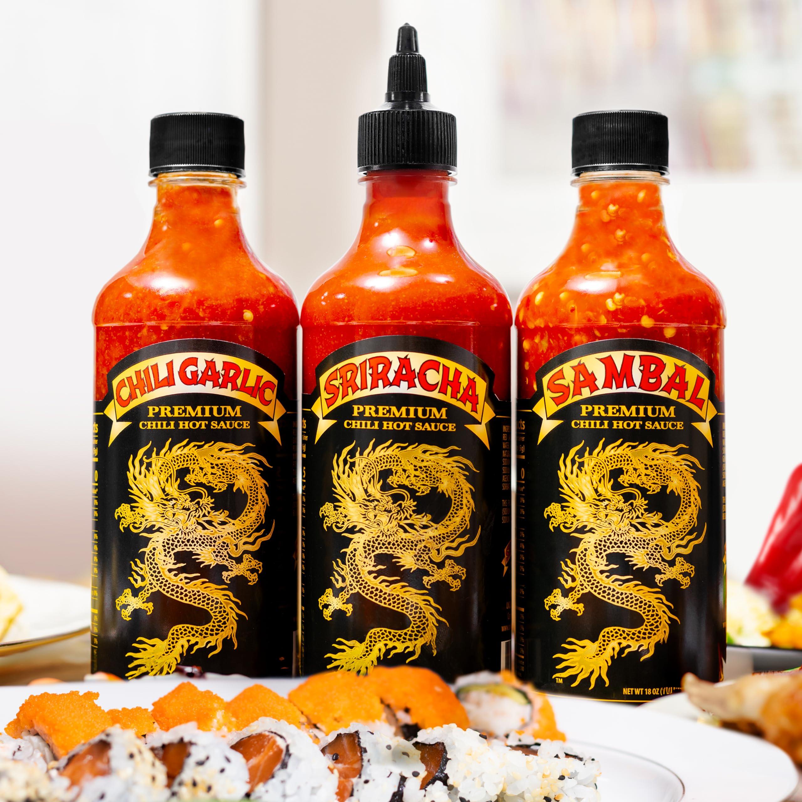 Underwood Ranches Underwood Ranches Limited Edition Dragon Collection Bundle - Sambal, Chili Garlic & Sriracha Flavor, Perfect for Any Dish! - Made from Red Jalapeno Peppers That Started the Sriracha Movement