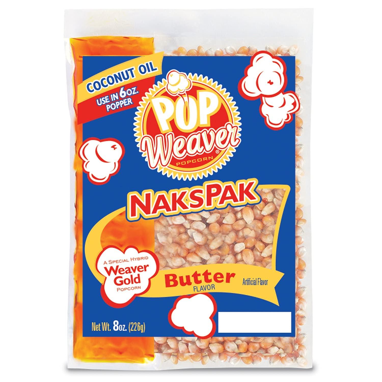 Popcorn Supply Company Pop Weaver Naks Pak Popcorn Portion Kits for 6 Ounce Popper, Case of 36