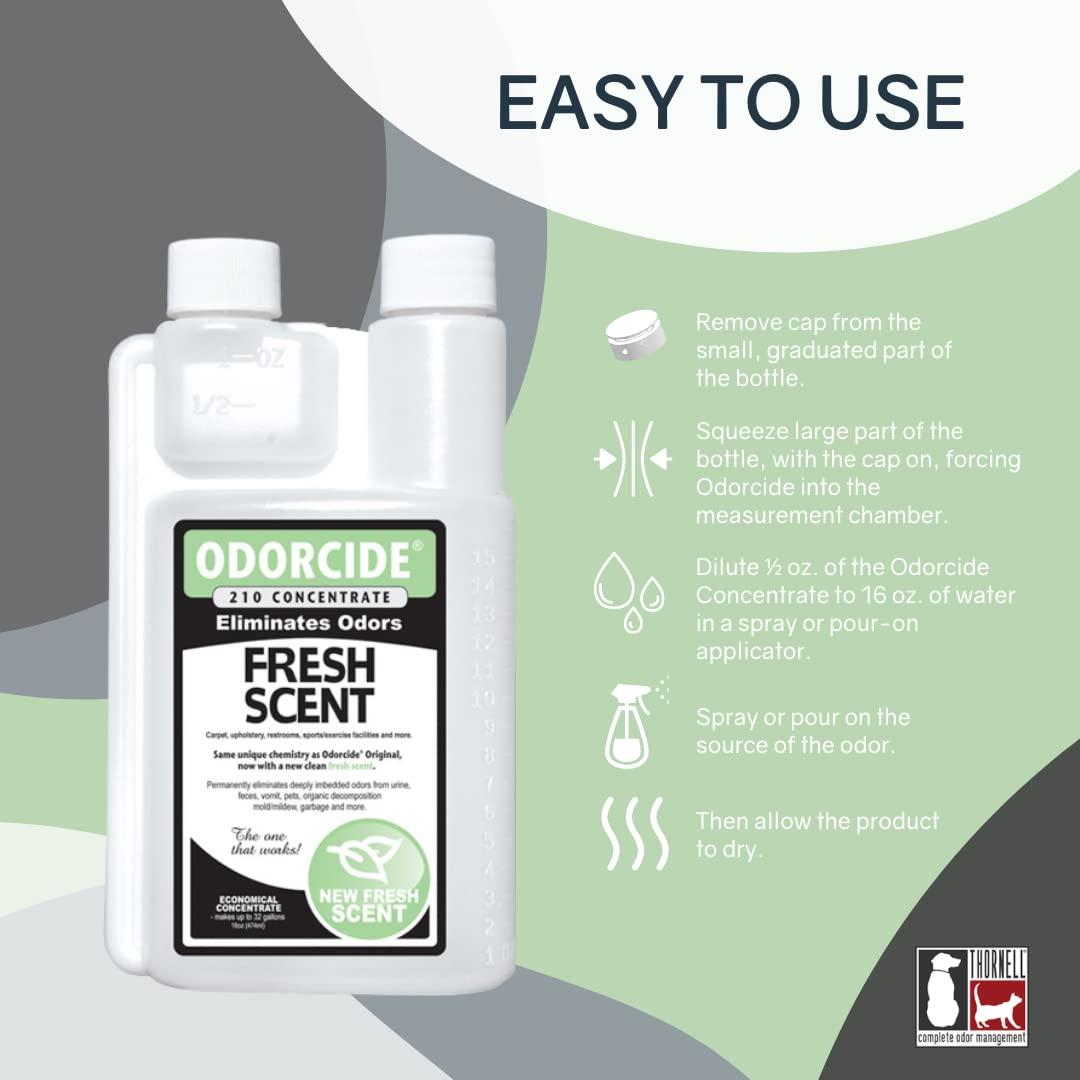 Odorcide Odorcide Odor Eliminator Concentrate: Odor Eliminator for Strong Odor on Carpets, Hardwood & More - Smoke, Sweat & Pet Odor Eliminator for Home w/Non-Enzymatic Formula - Fresh Scent - 16 oz