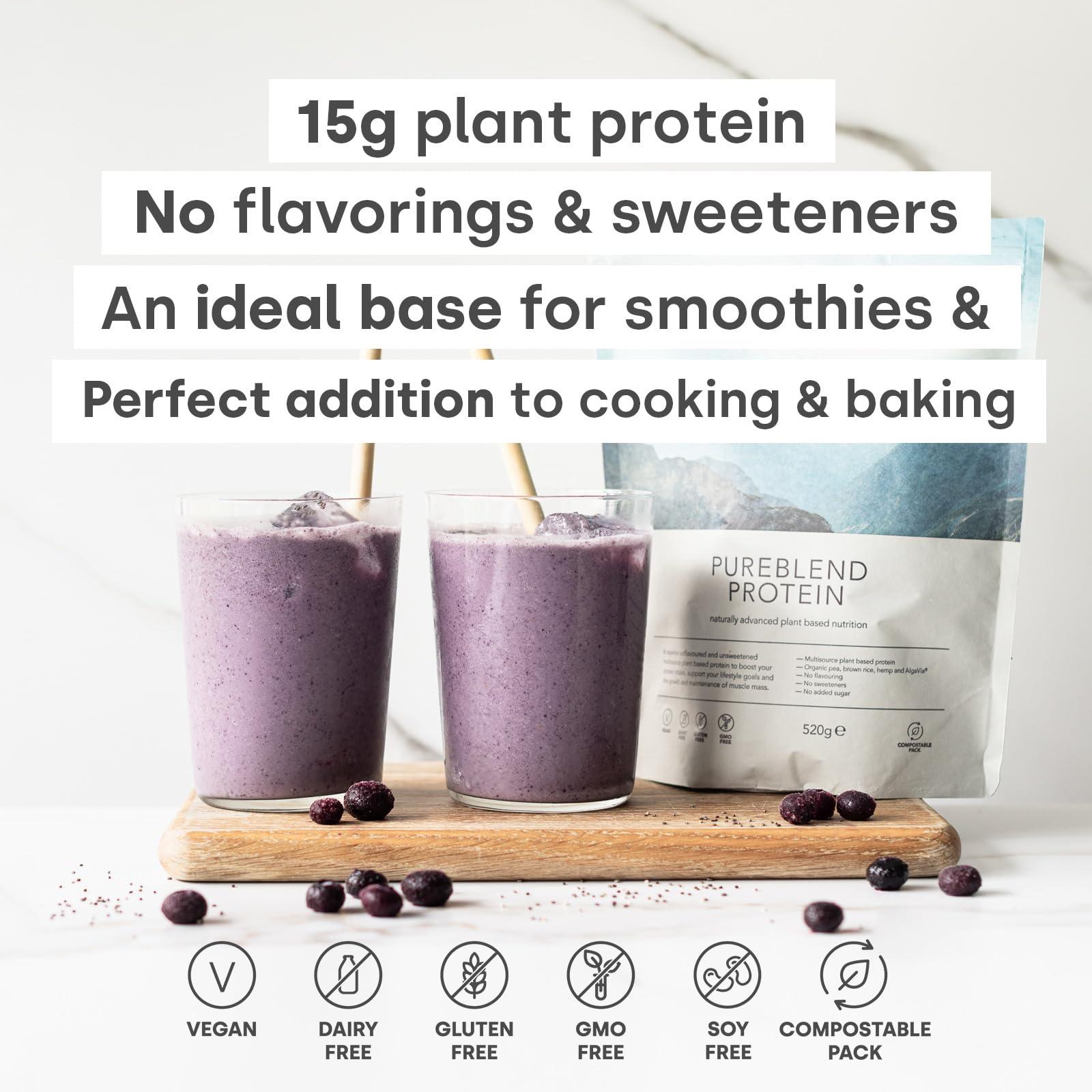 Form Form Pureblend Protein - Unflavored and Unsweetened Vegan Protein Powder - 15g of Plant Based Protein per Serving. Perfect for Your Smoothies, Cooking and Baking.