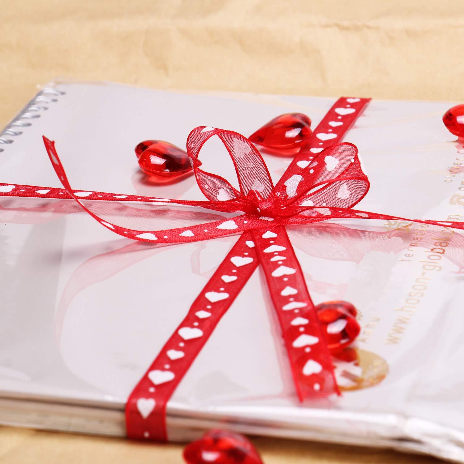 Mayam Mayam Valentine\'s Day Ribbons Heart Ribbons Craft Ribbons for ValentineWedding Craft, 2 Rolls (red and White)