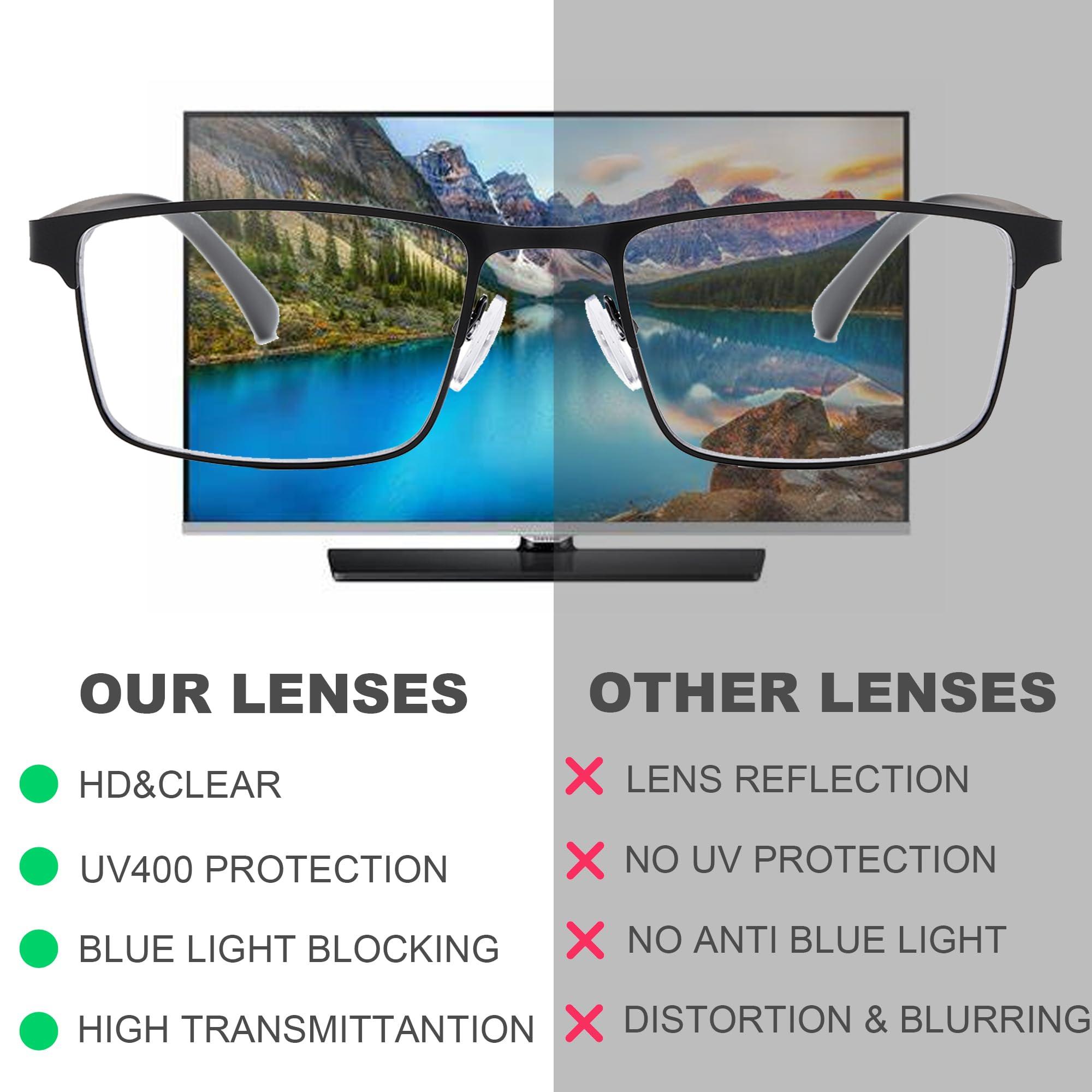 NaNaKo NaNaKo 3 Pack Reading Glasses for Men, Lightweight Blue Light Blocking Metal Frame Mens Readers (C1,+3.50)