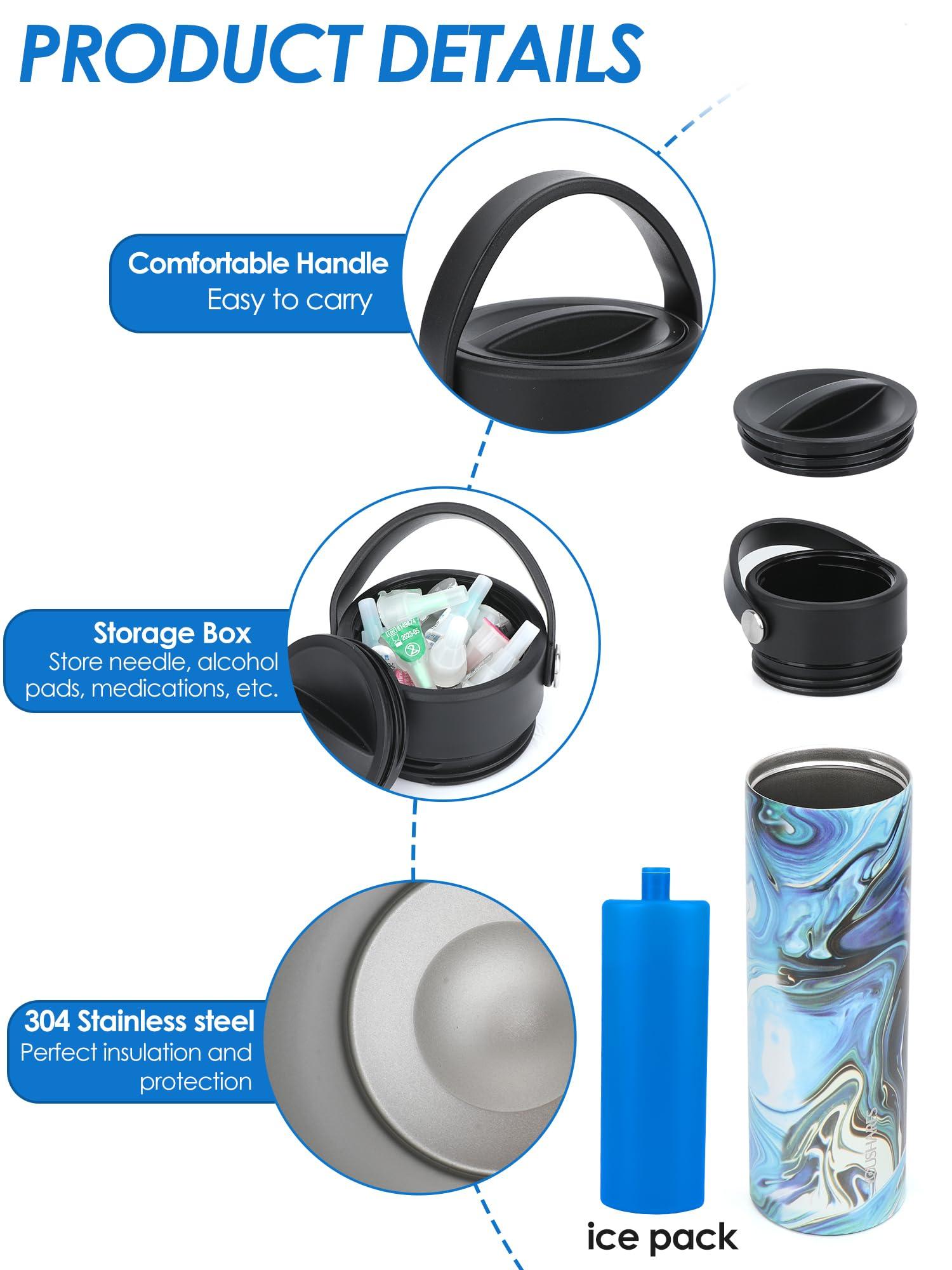 YOUSHARES YOUSHARES 24H Insulin Cooler Travel Case Insulin Pen Cooler Bottle, 1-5 Pens Refrigerated Medicine Travel Case with TSA Approved Ice Pack, Portable Diabetes Travel Case for Long Trip and Daily