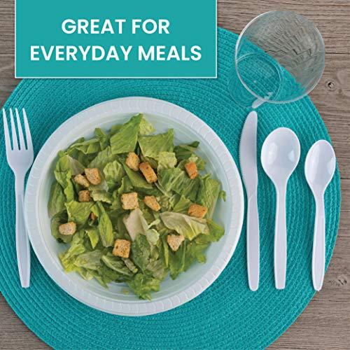 PLASTICPRO Plasticpro 9 inch Round Plastic Plates Microwaveable, Disposable, White, Dinnerware 400 Count