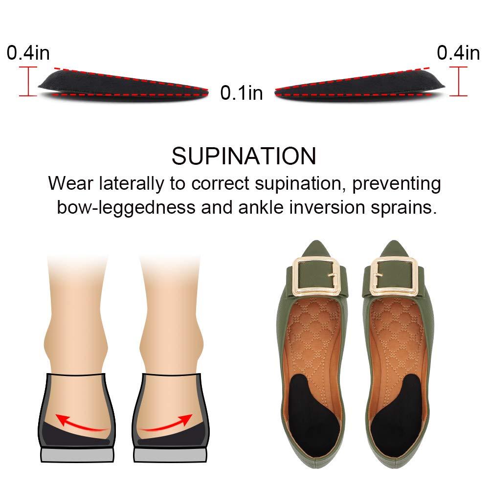 Dr.Foot Dr. Foot's Supination Insoles & Overpronation Insoles, Medial & Lateral Heel Cups for Foot Alignment, Knee Pain, Bow Legs, Osteoarthritis(Medium - Women's 8-11.5|Men's 6-10.5, Black)