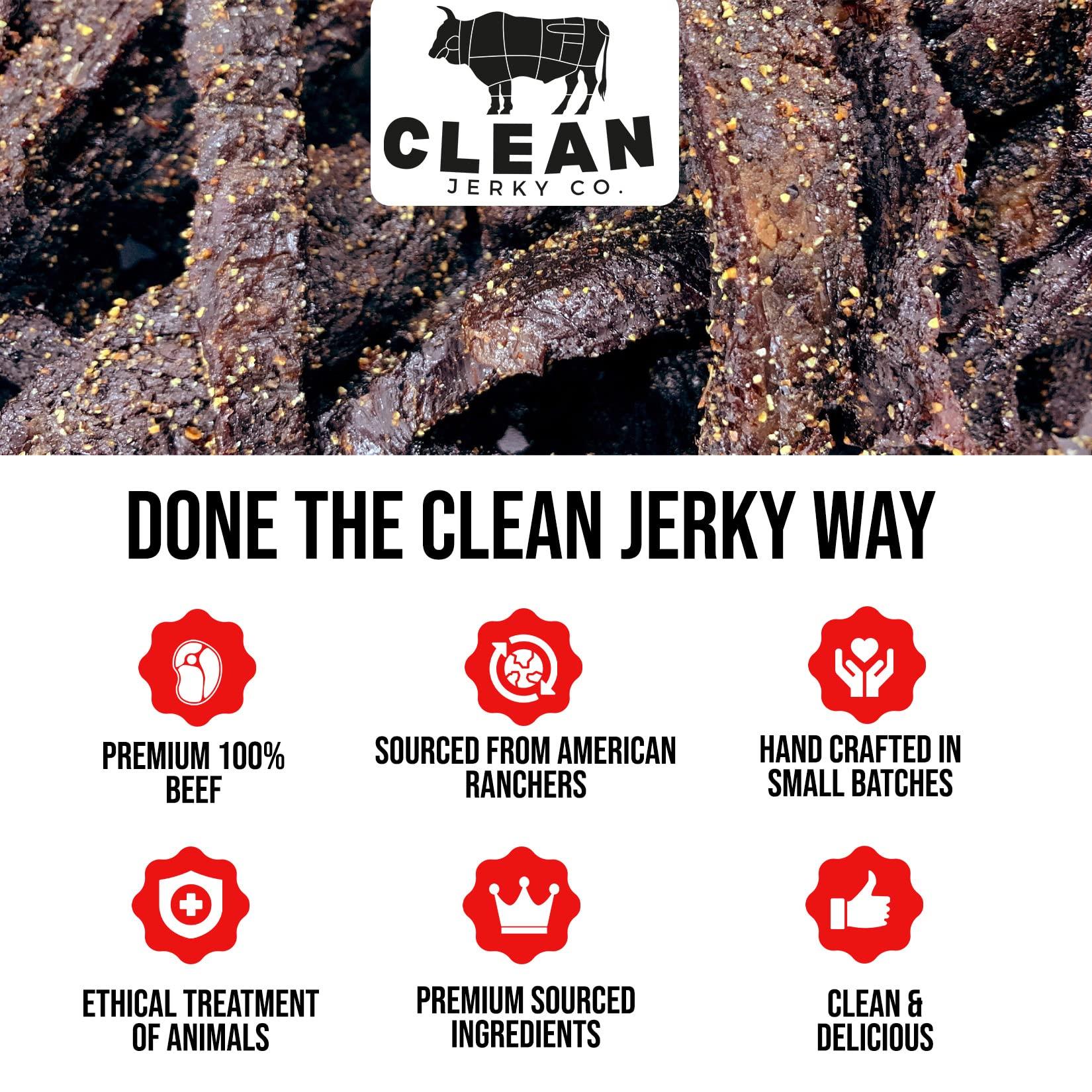 Clean Jerky Co Clean Jerky Co. Old Fashioned Dry Zero Sugar Beef Jerky (2-Pack) | Salt & Pepper Flavorful Protein Snack | Made with 100% Beef | No MSG, No Sugar, No Nitrates, No High Fructose Corn Syrup, No Junk