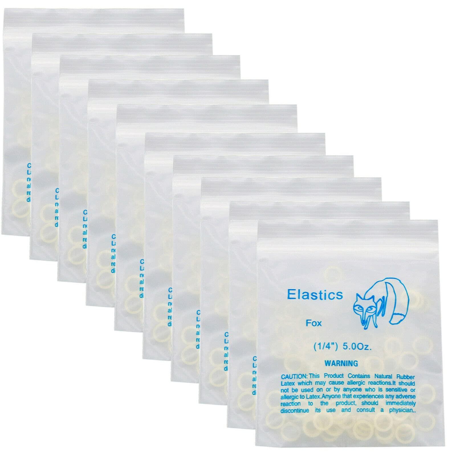 N\\C Dental Orthodontic Elastics Rubber Latex Bands Ties Braces 5.0oz Zoo Pack 10Packs 1000Pcs (Fox 1/4" 5.0oz)