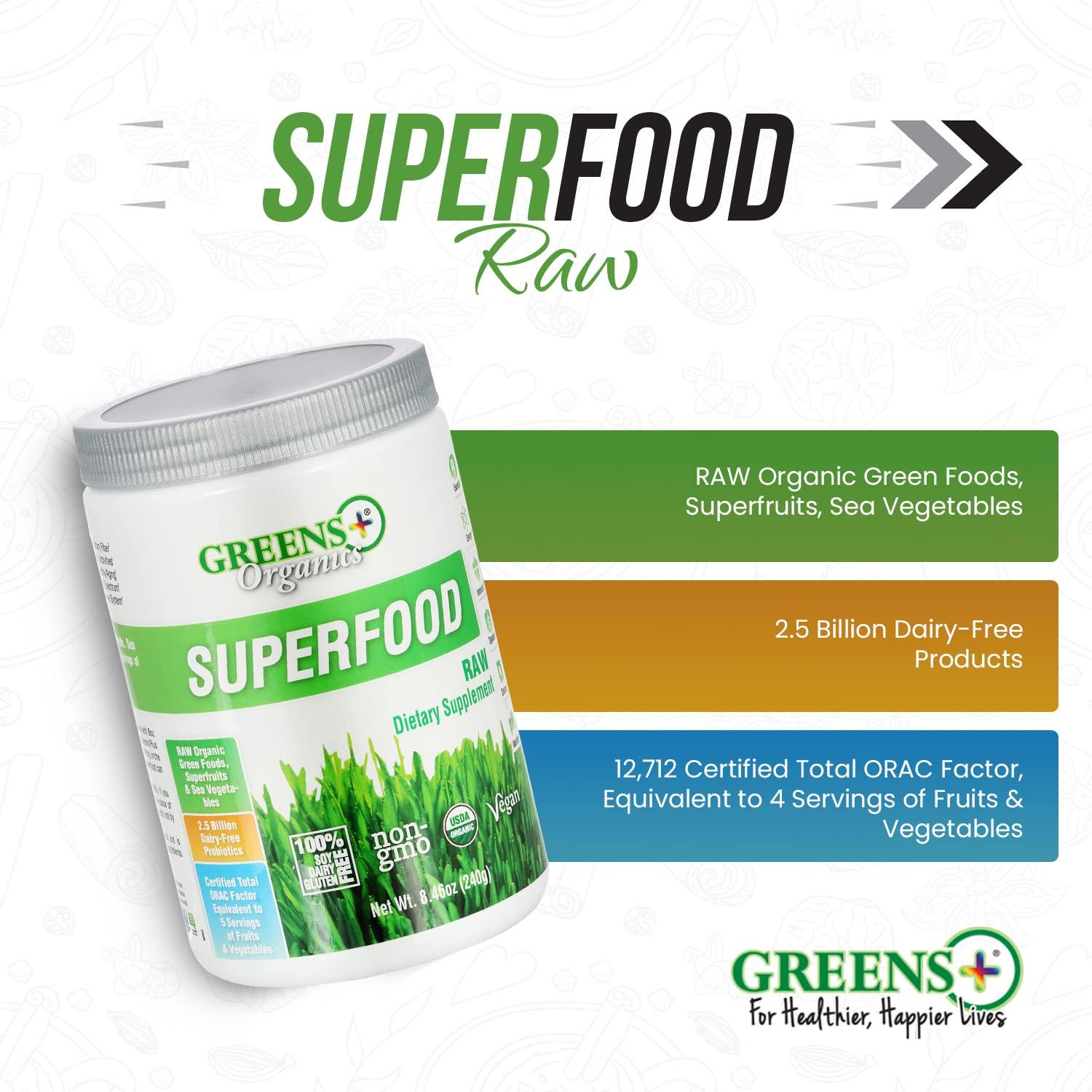 Greens+ Greens+ Organic Reds Superfood Powder Organic RAW Superfood Powder Immune Support Energy Boost, Nutrition, Vibrant Health, Dietary Supplement, Vegan, Soy/Dairy/Gluten Free