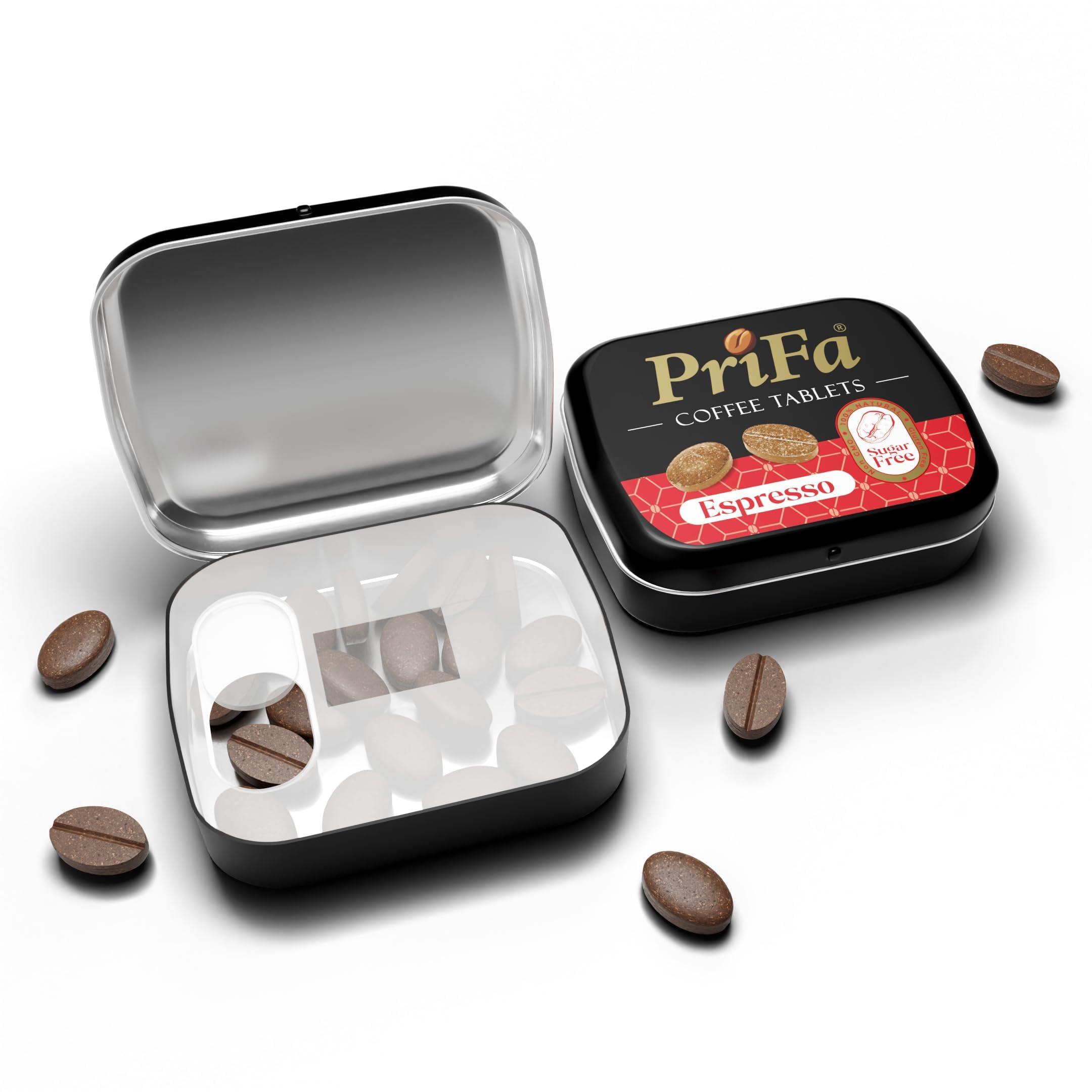 Prifa PriFa Coffee Tablets, Pocket Coffee Espresso To Go - Unsweetened Real Coffee Absorbable Coffee Candy - Natural Sugar Free Instant Coffee, Caffeine Mints for Keto (Espresso, 1 Pack, 25 Tablets)