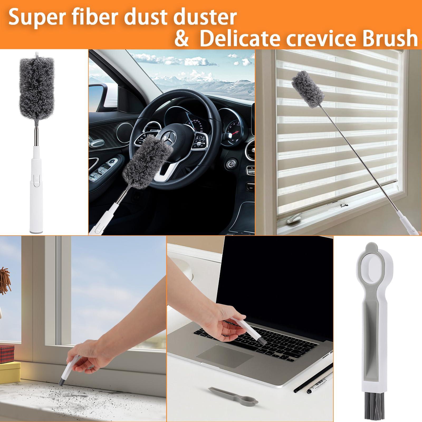 Lomida Microfiber Mop Floor Cleaning, Dry and Wet Multi Surface Floor Cleaner, with 49\'\' Long Handle for Cleaning Window Floor Skirting Board Ceiling Wall Bathtub Tub Tile Scrubber Brush