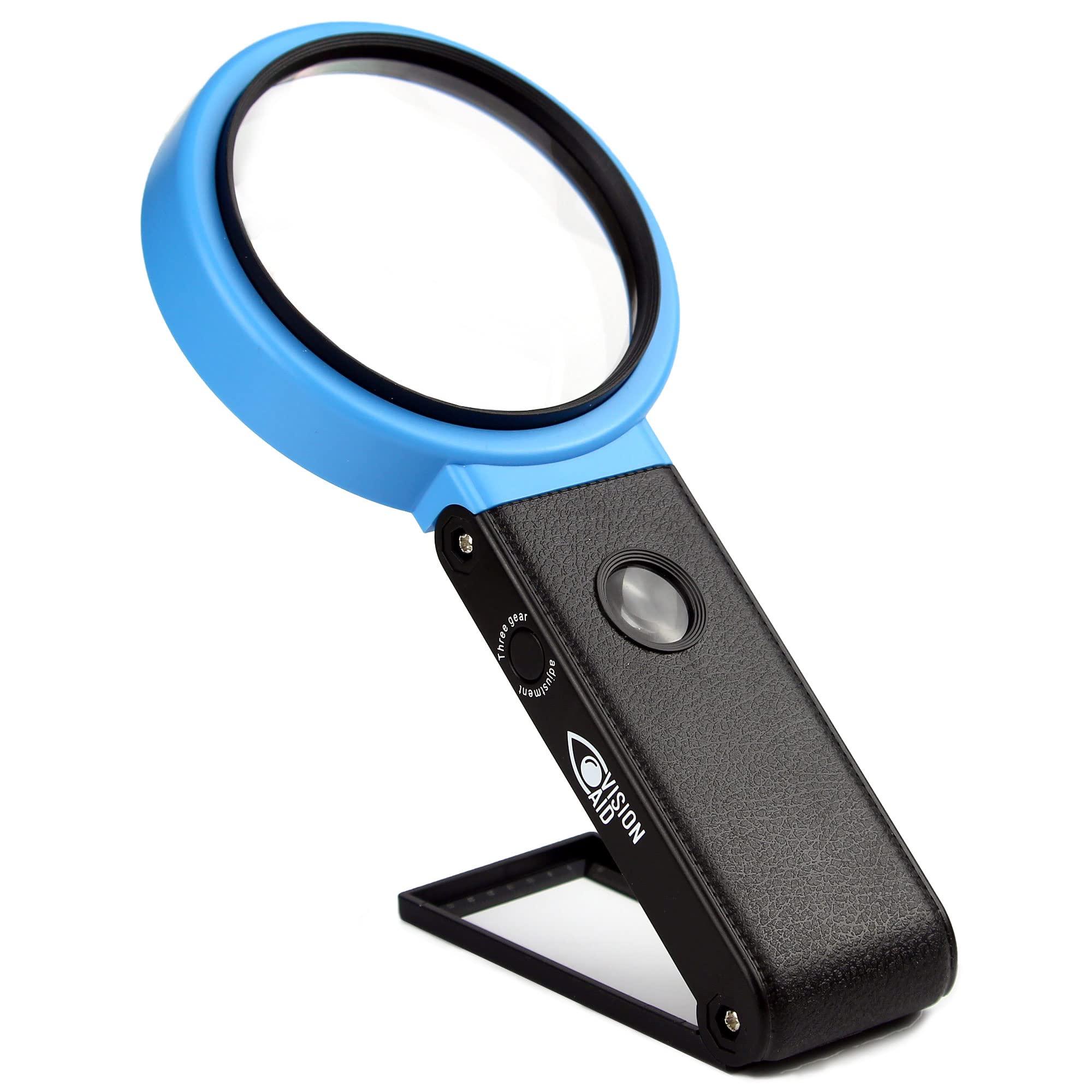 Vision Aid VISION AID 30X Hands-Free Magnifying Glass with 21 LED Lights for Coins Jewelry Crafts Hobby 40X Loupe Handheld or Desktop Stand Magnifier for Seniors Reading Watch Repair Soldering Close Work