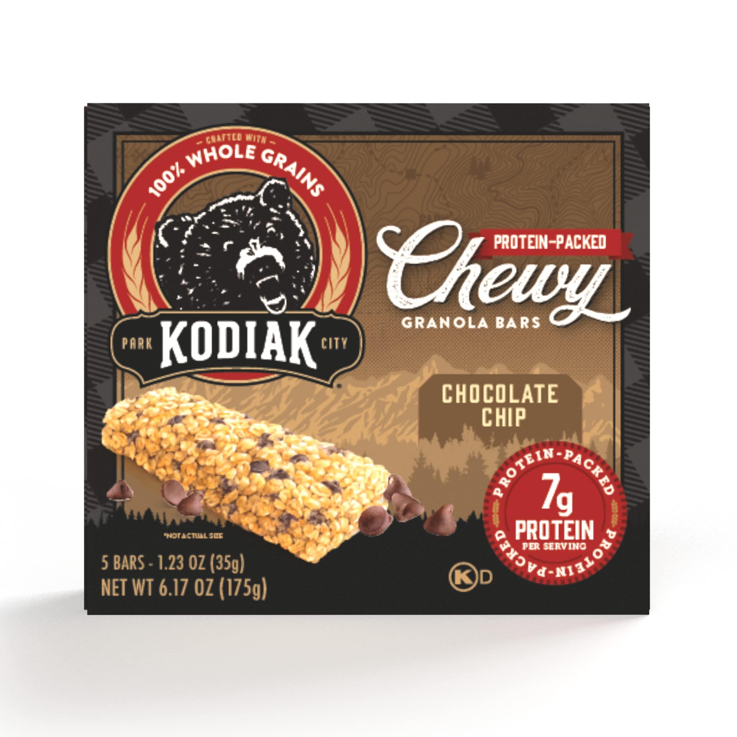 Kodiak Cakes Kodiak Cakes Chewy Granola Snack Bars, Chocolate Chip, High Protein, 100% Whole Grains, 1 box with 5 bars