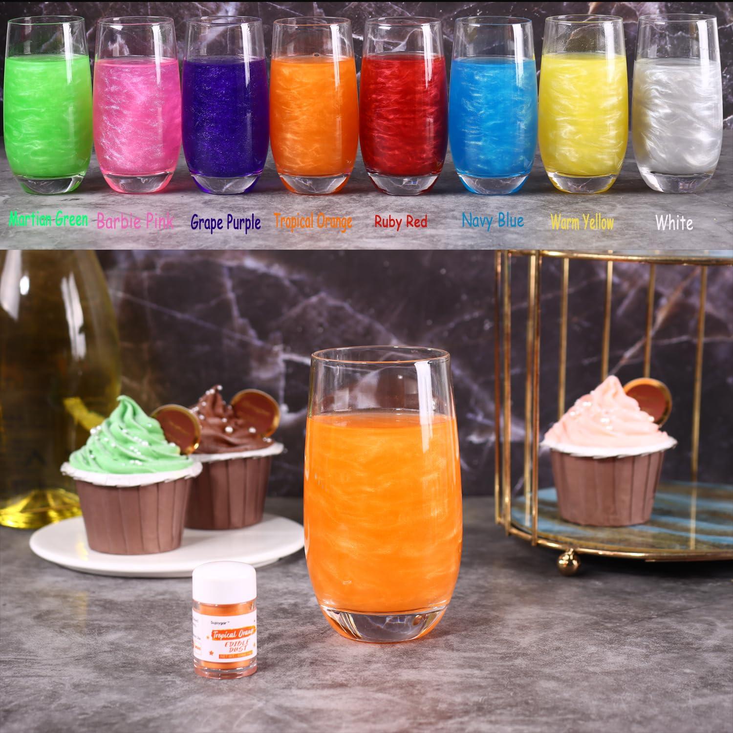 Sujoygar Orange Luster Dust Edible, Sujoygar Edible Glitter for Cocktails, 4g Shimmer Powder Drinks Glitter Edible Dust for Cake Decorating Chocolate Strawberrie Cupcake Baking Fondants Halloween Drinks