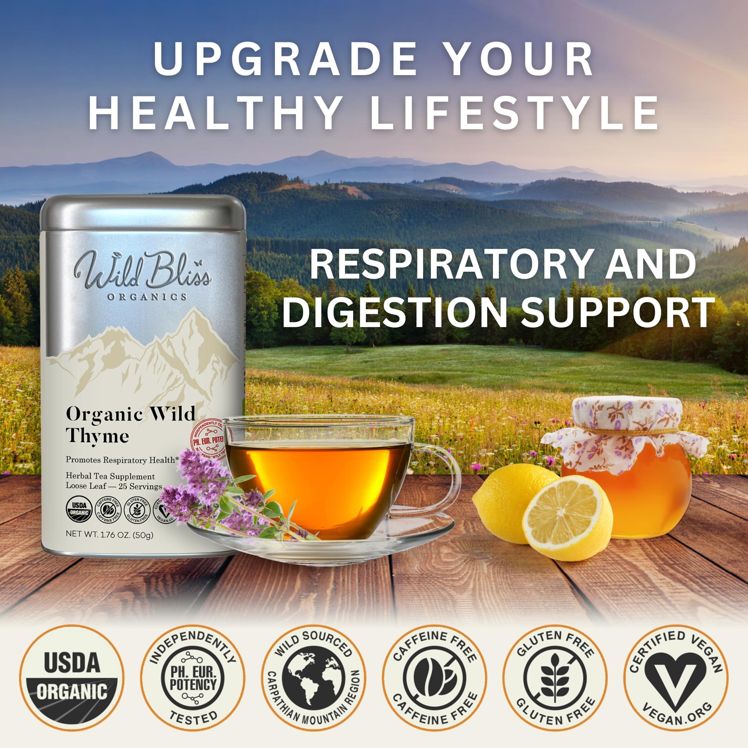 Wild Bliss Wild Bliss Organic Wild Breckland Thyme Tea - Caffeine Free Loose Leaf Herbal Tea - Resipratory and Digestion Support - 1.76 Oz - 25 Servings