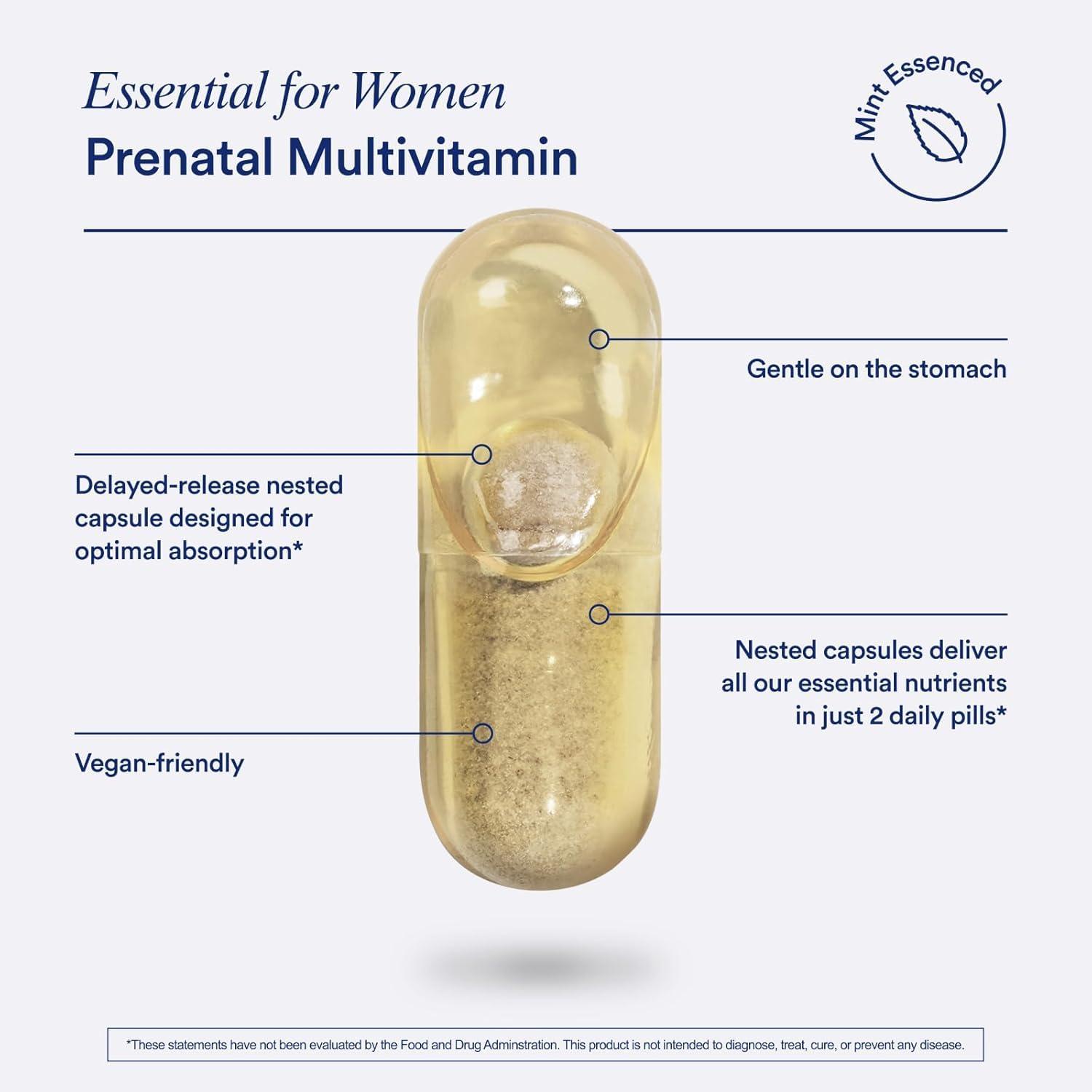 Ritual Ritual Essential for Women Prenatal Multivitamin: Folate & Choline for Neural Tube Support, Omega-3 DHA for Fetal Brain Development, Iron, Calcium-Helper D3 & K2, Non-GMO, Vegan, Mint, 30 Days