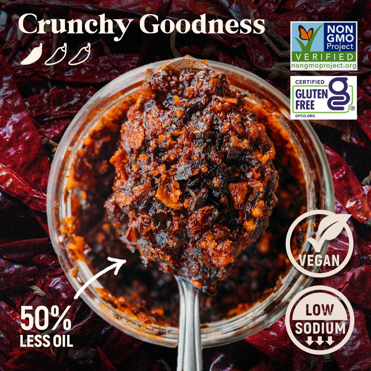 Homiah Homiah Sambal Chili Crunch, 6oz - Less Oil Low Sodium Gluten Free Vegan, Sambal Oelek Chili Paste, Crispy Chili Crunch Topping with Seaweed - Mild